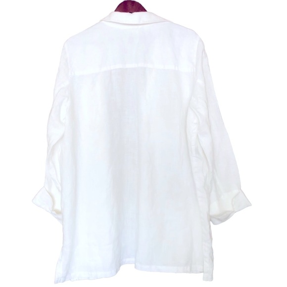 LAUREN Ralph Lauren Linen White Long Button Down Shirt - Picture 2 of 16